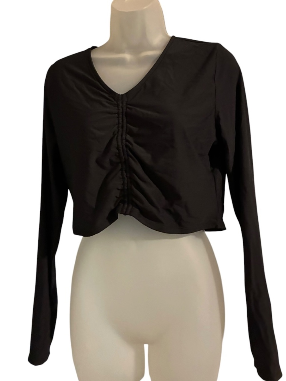 Calia By Carrie Underwood Ruched Rash Guard Black Top Size L NWT